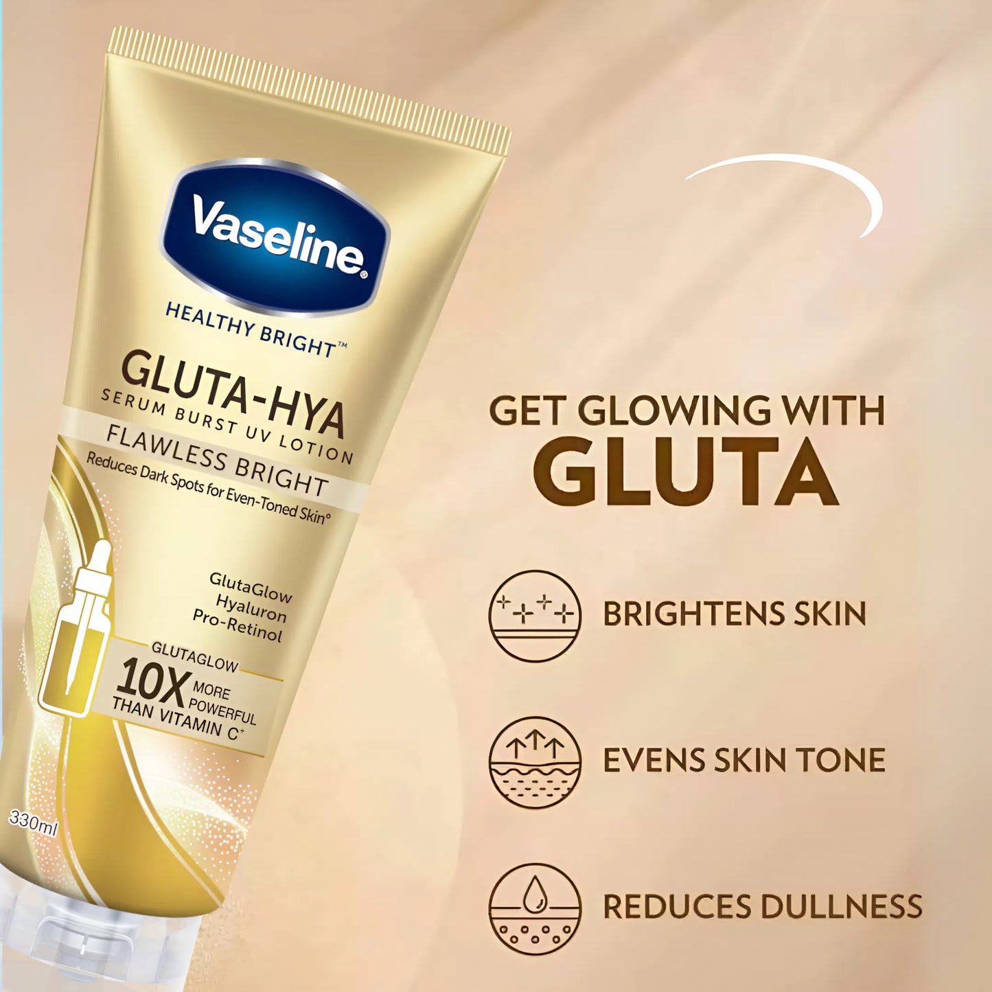 Vaseline® Gluta-Hya Serum Burst Lotion – Flawless Bright 330 ml