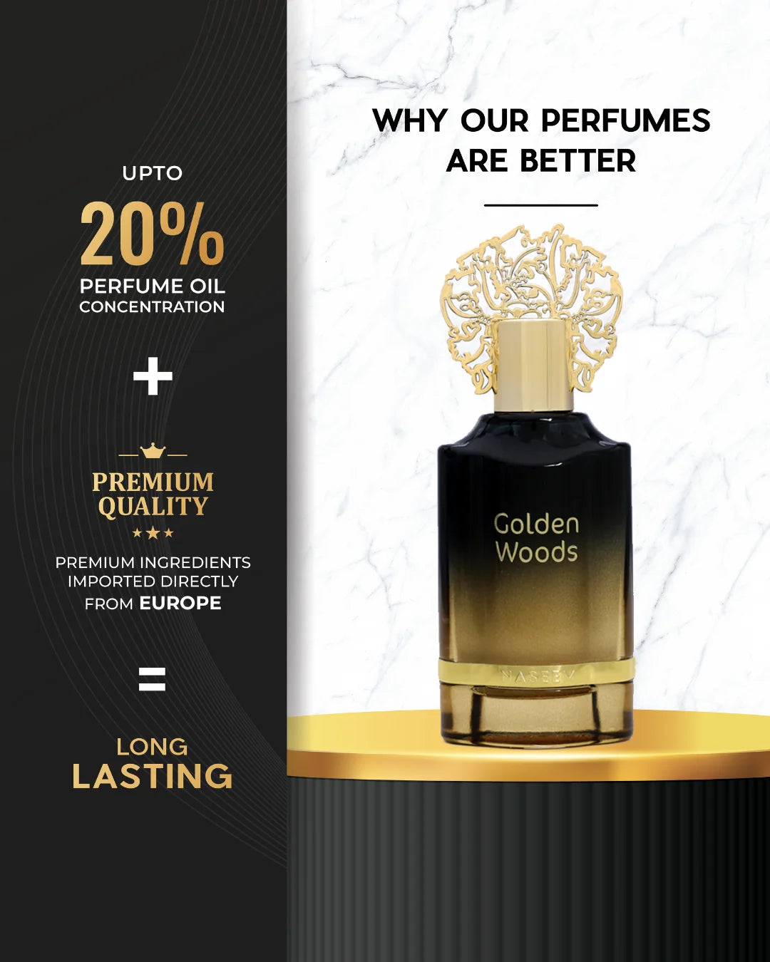 Golden Woods Naseem Arabic Aqua Perfume 55ml | عطر جولدن وودز العربي المائي من نسيم 55مل