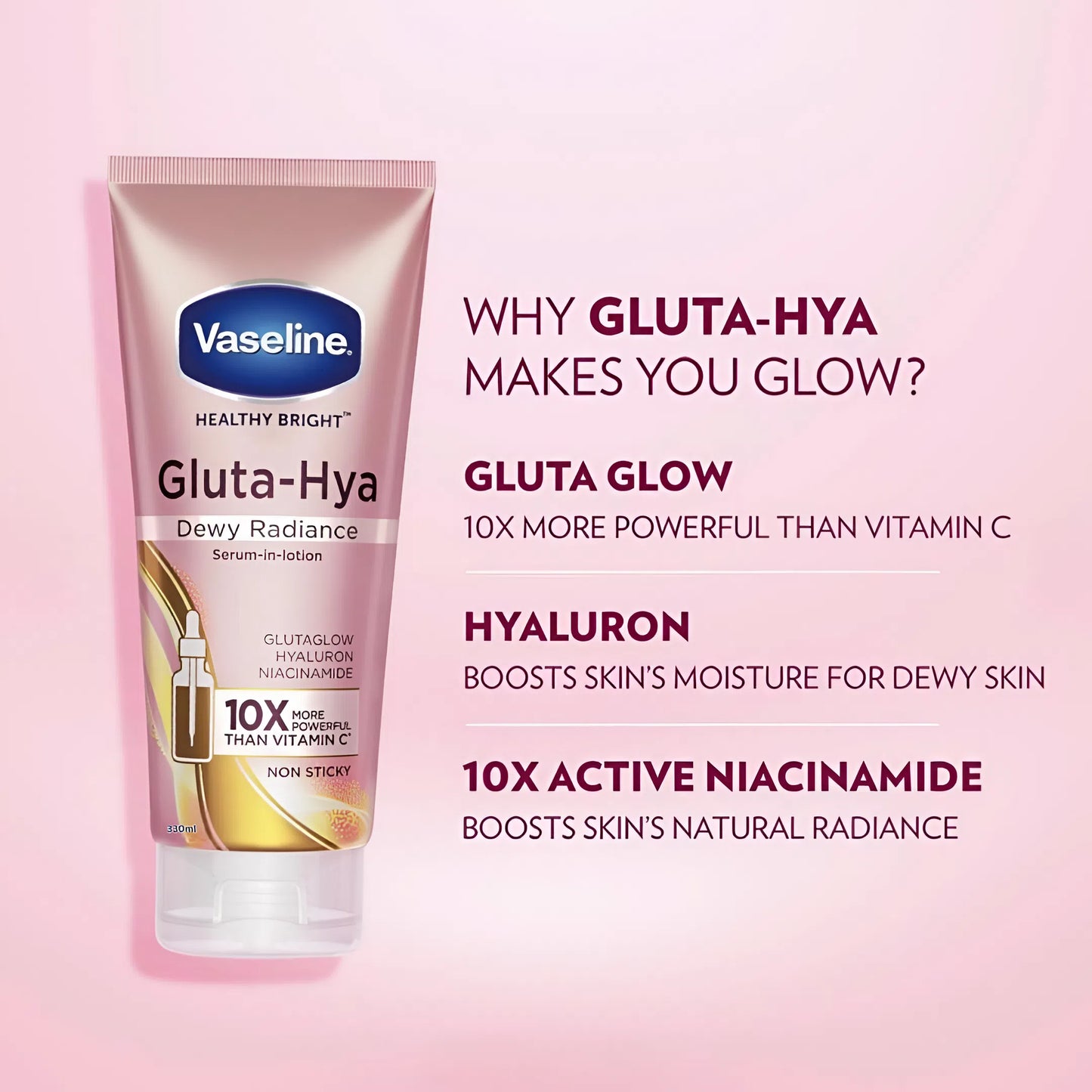 Vaseline® Gluta-Hya Serum Burst Lotion – Dewy Radiance (330ml)